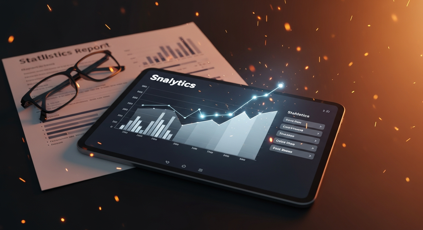 Business growth line chart on a laptop screen