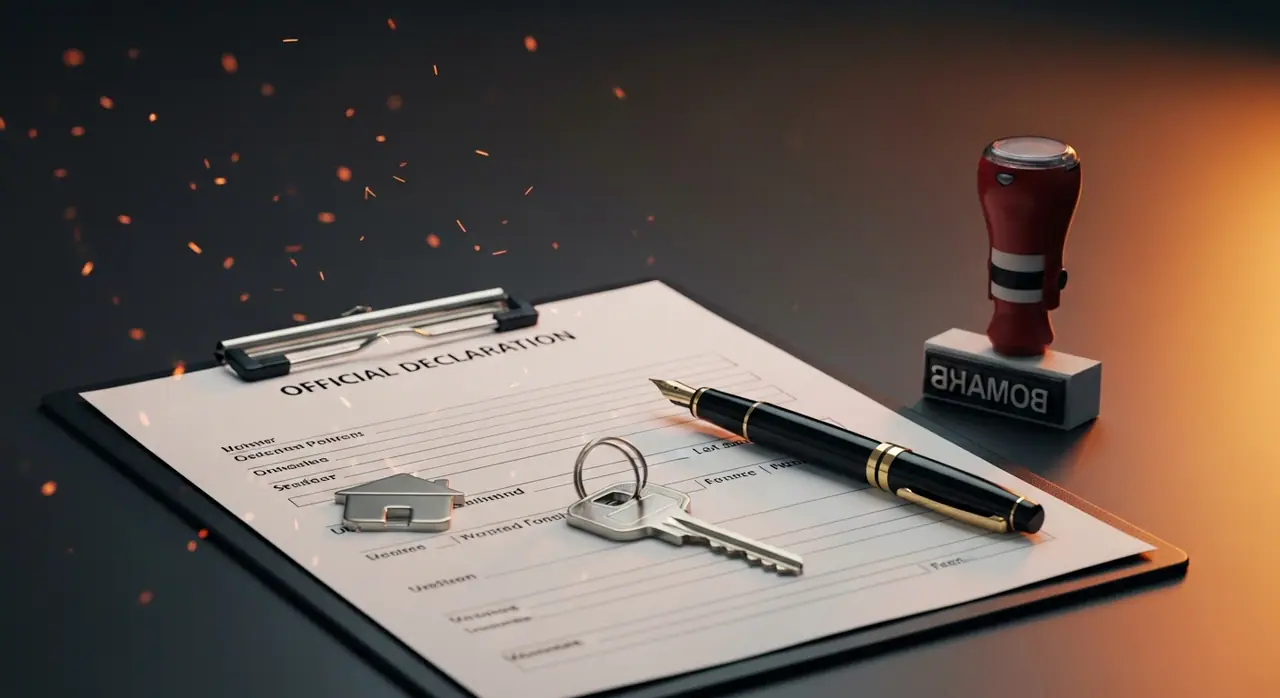 Person signing business documents at a desk