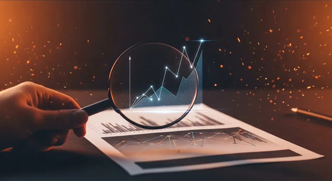 Business growth line chart on a laptop screen