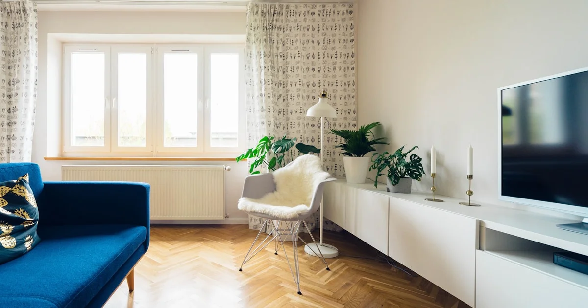 Bright modern apartment interior with furniture