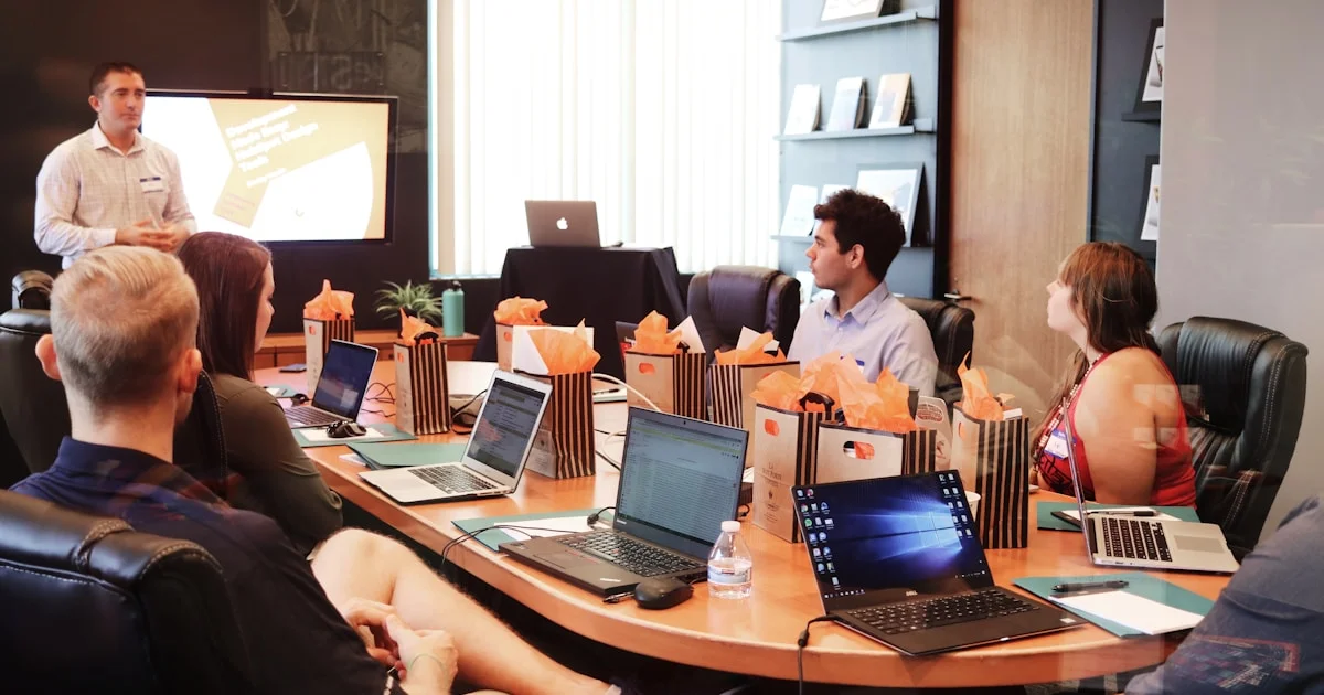 Business team in a conference room discussion